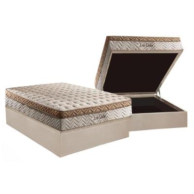 Cama Box Baú Casal: Colchão Molas Ensacadas Paropas MasterPocket Eco Linho + Base CRC Suede Clean(138x188)