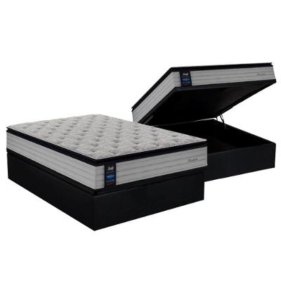 Cama Box Baú Casal: Colchão Molas MasterPocket Ensacadas Sealy   Passion + Base CRC Suede Black(138x188)
