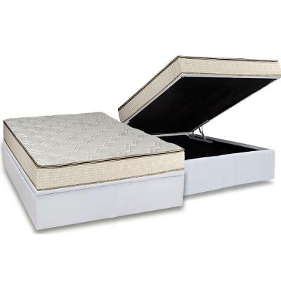 Cama Box Baú Casal: Colchão Molas Luckspuma Bonnel Montreal Spring + Base CRC Courano White(138x188)