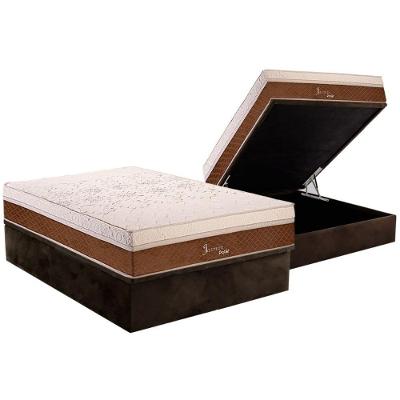 Cama Box Baú Casal: Colchão Molas Ensacadas Polar MasterPocket Jasmin Fort + Base CRC Suede Brown(138x188)