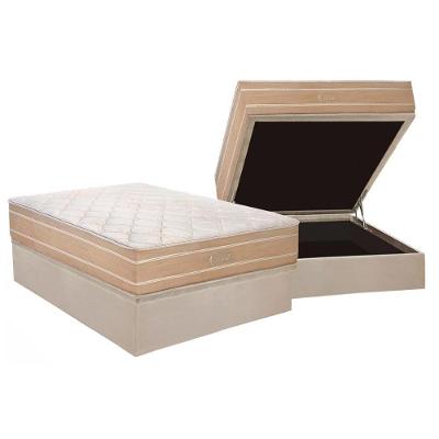 Cama Box Baú Casal: Colchão Molas Ensacadas Polar MasterPocket Cristal + Base CRC Suede Clean(138x188)