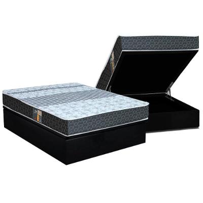 Cama Box Baú Casal: Colchão Molas Bonnel Castor Class Slim Double Face + Base CRC Suede Black(138x188)