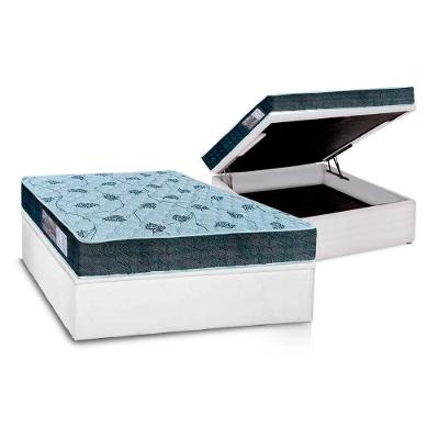 Cama Box Baú Casal: Colchão Espuma Orthoflex D45 / EP Cecina + Base CRC Courano White(138x188)