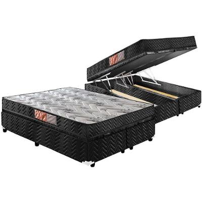 Cama Box Baú Queen: Colchão Espuma Paropas D45 Pasquale + Base CRC Suede Black(158x198)