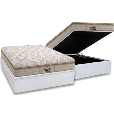 Cama Box Baú Casal: Colchão Ortopédico Probel D33 / AG65 Guarda Costas Extreme Resistence Pillow Top + Base CRC Courano White(138x188)