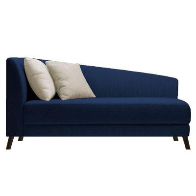 Recamier Heitor 140cm Com Almofada   Direito Suede Cor Azul Marinho/bege