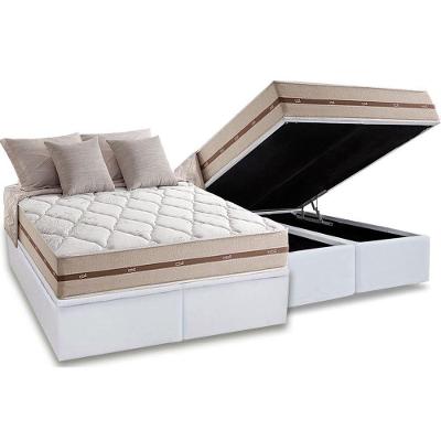 Cama Box Baú Queen: Colchão Molas Masterpocket Ensacadas Anjos Classic + Base White(158X198)