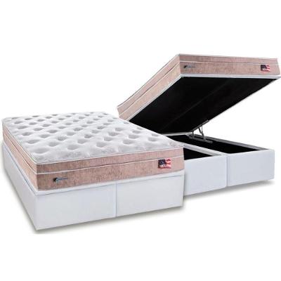 Cama Box Baú Queen: Colchão Molas MasterPocket Ensacadas Sealy   Miami + Base CRC Courano White(158x198)