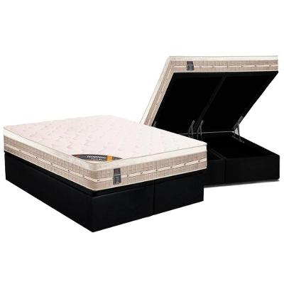 Cama Box Baú Queen: Colchão Molas Bonnel Castor Premium Tecnopedic + Base CRC Suede Black(158x198)
