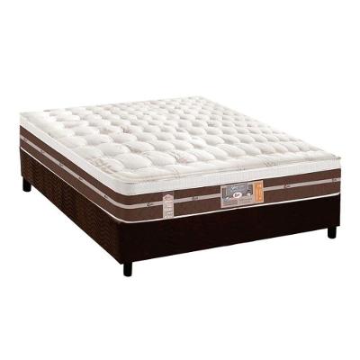 Cama Box Casal: Colchão Molas Ensacadas Castor Pocket Silver Star Air Híbrido + Base CRC Suede Brown(138x188)