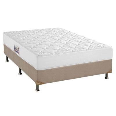 Cama Box Casal: Colchão Espuma Herval  Top + Base CRC Suede Bege(138x188)