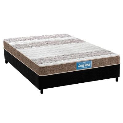 Cama Box Casal: Colchão Espuma D33 Probel /EP Guarda Costas Próintense Double Face + Base CRC Suede Black(138x188)