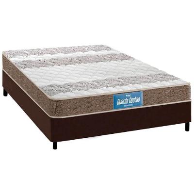 Cama Box Casal: Colchão Espuma D33 Probel /EP Guarda Costas Próintense Double Face + Base CRC Courano Brown(138x188)