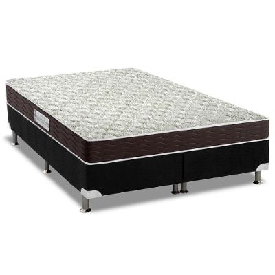 Cama Box King: Colchão Espuma D33 Probel Advanced Mega Resistente + Base CRC Suede Black(193x203)