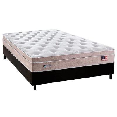 Cama Box Casal: Colchão Molas MasterPocket Ensacadas Plumatex   Miami + Base CRC Courano Black(138x188)