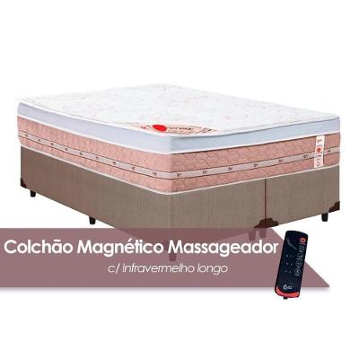 Cama Box Queen: Colchão c/Vibro Massagem Castor Tecnopedic Premium Niponpedic Magnético + Base CRC Courano Clean(158x198)