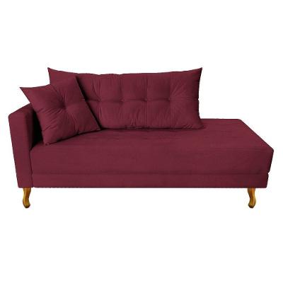 Recamier Azura 140cm Com Almofada Lado Direito Suede Cor Bordô