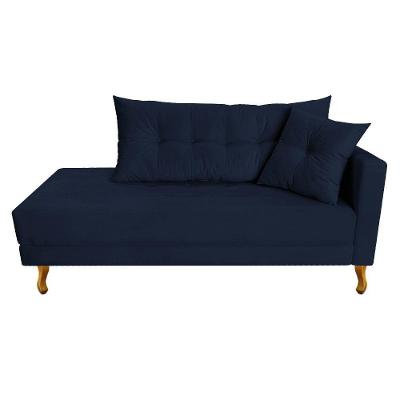 Recamier Azura 140cm Com Almofada Lado Esquerdo Suede Cor Azul Marinho