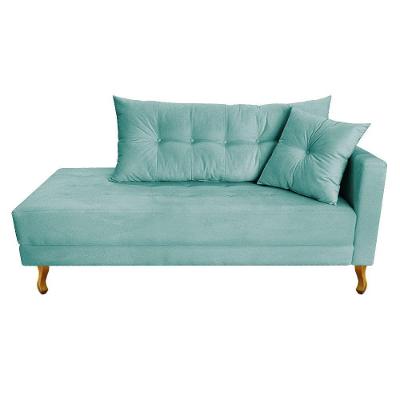 Recamier Azura 140cm Com Almofada Lado Esquerdo Suede Cor Azul Tiffany