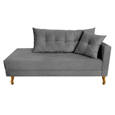 Recamier Azura 185cm Com Almofada Lado Esquerdo Suede Cor Cinza