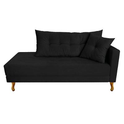 Recamier Azura 185cm Com Almofada Lado Esquerdo Suede Cor Preto