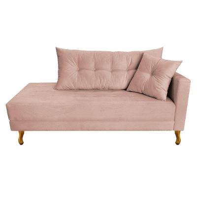 Recamier Azura 185cm Com Almofada Lado Esquerdo Suede Cor Rosê