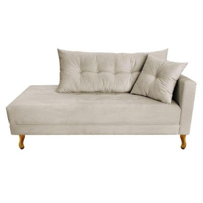 Recamier Azura 185cm Com Almofada Lado Esquerdo Suede Cor Bege