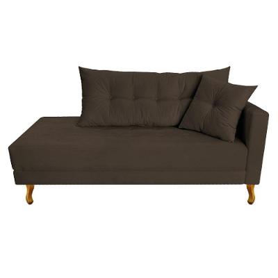 Recamier Azura 185cm Com Almofada Lado Esquerdo Suede Cor Marrom