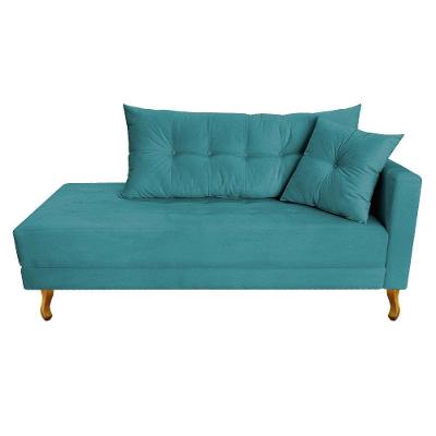 Recamier Azura 185cm Com Almofada Lado Esquerdo Suede Cor Azul Turquesa