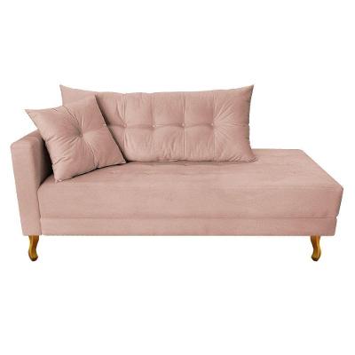 Recamier Azura 185cm Com Almofada Lado Direito Suede Cor Rosê