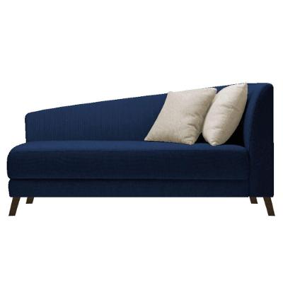 Recamier Heitor 140cm Com Almofada Lado Esquerdo Suede Cor Azul Marinho/bege