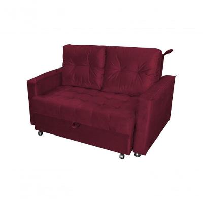 Sofá Cama Casal Reclinável Drika - Veludo Vinho
