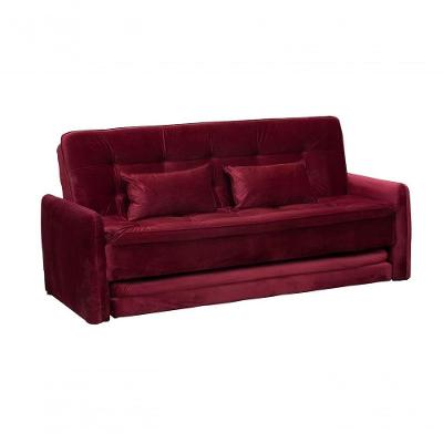 Sofá Cama Reclinável Com Cama Auxiliar - Veludo Vinho