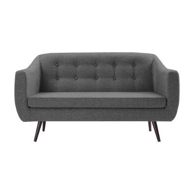 Sofá Decorativo 2 Lugares Pés Palito Cuddle Linho Cinza - Gran Belo