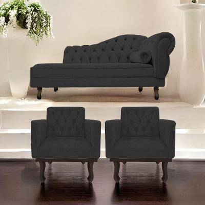 Kit Diva Recamier Diana 160cm Lado Esquerdo E 02 Poltronas Classic ano -   Preto