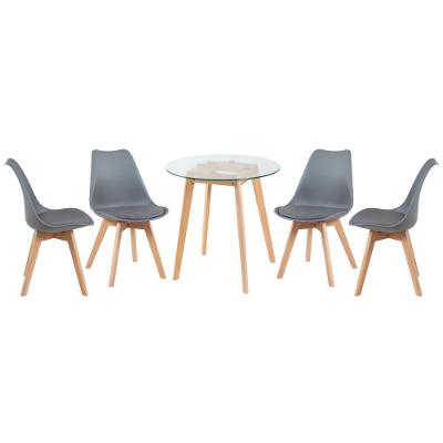 Mesa Redonda 70cm + 4 Cadeiras Cinza Escuro Cinza-Escuro
