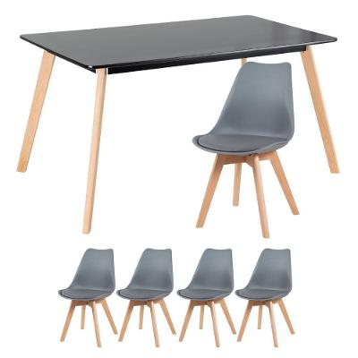 Mesa De Jantar 80 X 140cm Preto + 4 Cadeiras Cinza Escuro