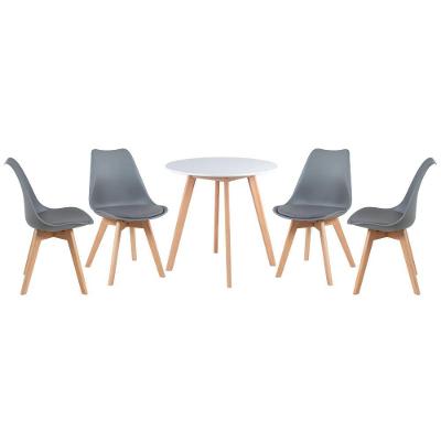 Mesa De Jantar Redonda 70cm Branco + 4 Cadeiras Cinza Escuro