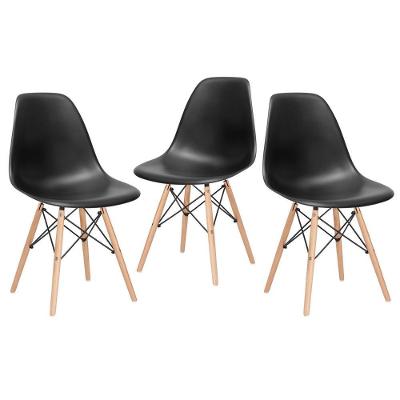 Kit 3 Cadeiras Charles Eames Eiffel Dsw Com Pés De Madeira Clara Preto