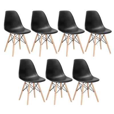 Kit 7 Cadeiras Charles Eames Eiffel Dsw Com Pés De Madeira Clara Preto