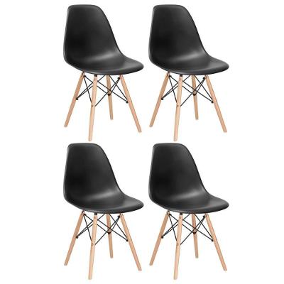 Kit 4 Cadeiras Charles Eames Eiffel Dsw Com Pés De Madeira Clara Preto