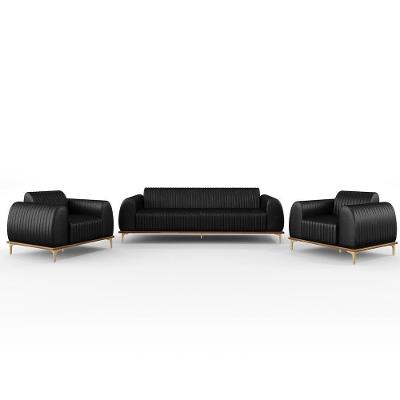 Kit Sofá 2 Lugares 150Cm Com 2 Poltronas Molino Preto B-159