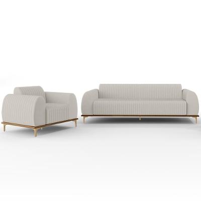 Kit Sofá 3 Lugares 210Cm Com Poltrona Molino Cru C-443