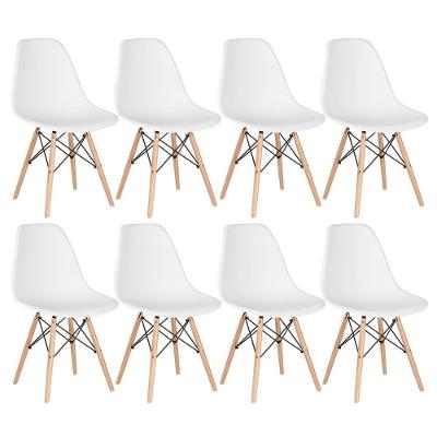 Kit 8 Cadeiras Charles Eames Eiffel Dsw Com Pés De Madeira Clara Branco