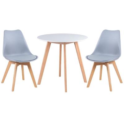 Mesa De Jantar Redonda 70cm Branco + 2 Cadeiras Cinza Claro
