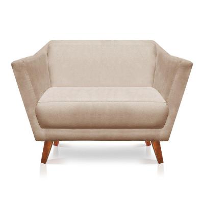 Namoradeira 2 Lugares Pérsia Suede Pés Chanfrado Castanho - Pallazio Cor Bege