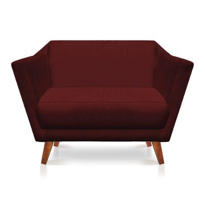 Namoradeira 2 Lugares Pérsia Suede Marsala Pés Chanfrado Castanho - Pallazio