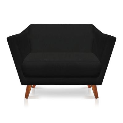 Namoradeira 2 Lugares Pérsia Suede Preto Pés Chanfrado Castanho - Pallazio