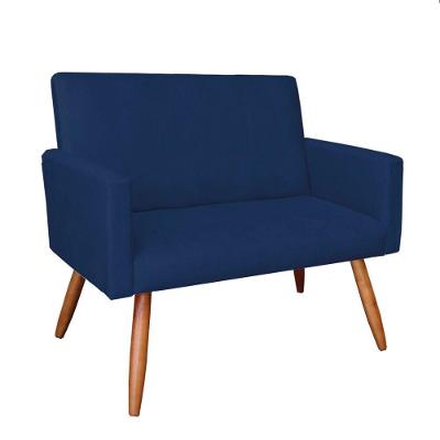 Namoradeira Veludo Azul Marinho Pés Palito Castanho