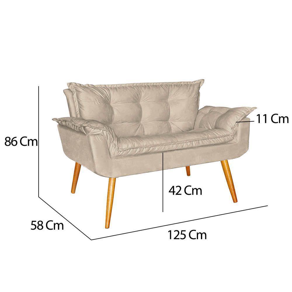 Kit 04 Namoradeira Sofá Opala Sala Escritório Recepção Quarto Suede Bege - Ninho Decor - 3